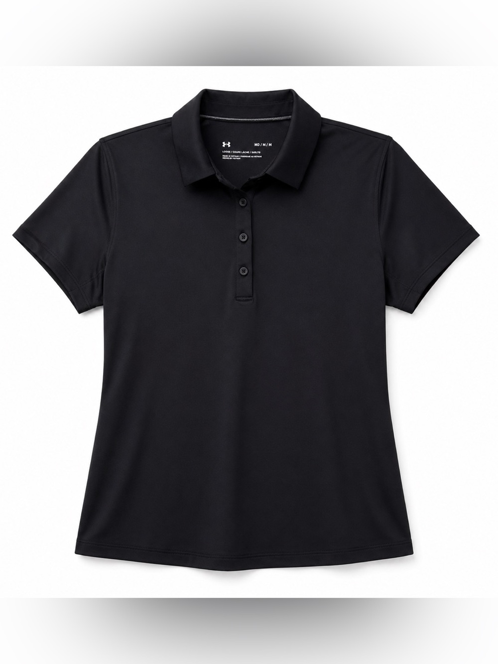 Under Armour Women’s Black Fitted Golf Polo Shirt Athletic Top Size Medium